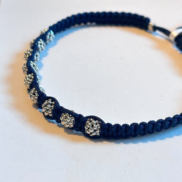 Lagos Anthem Navy Blue Macrame Bracelet Sterling Silver 8" Unisex Adjusts SzM - Picture 4 of 12